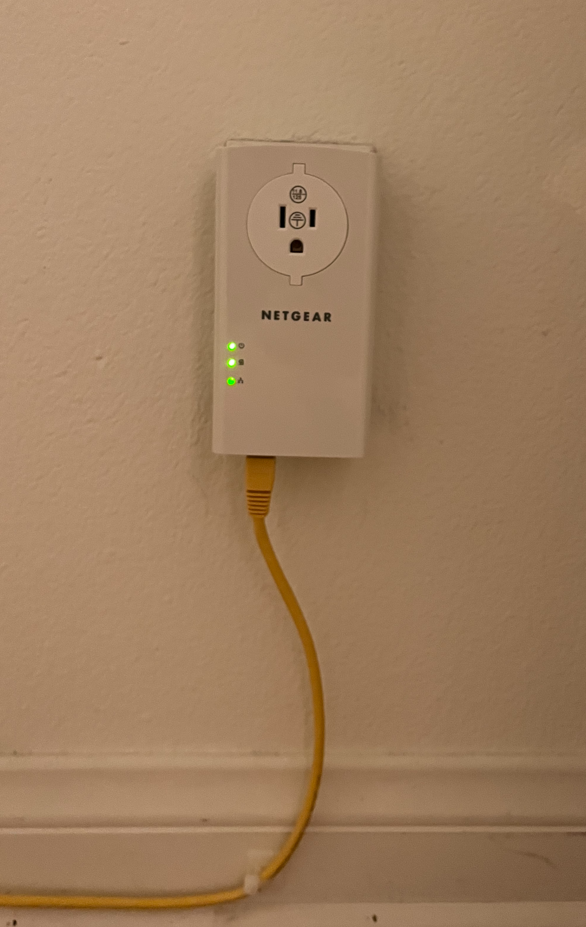 Powerline Adapter plugged into the outlet directly